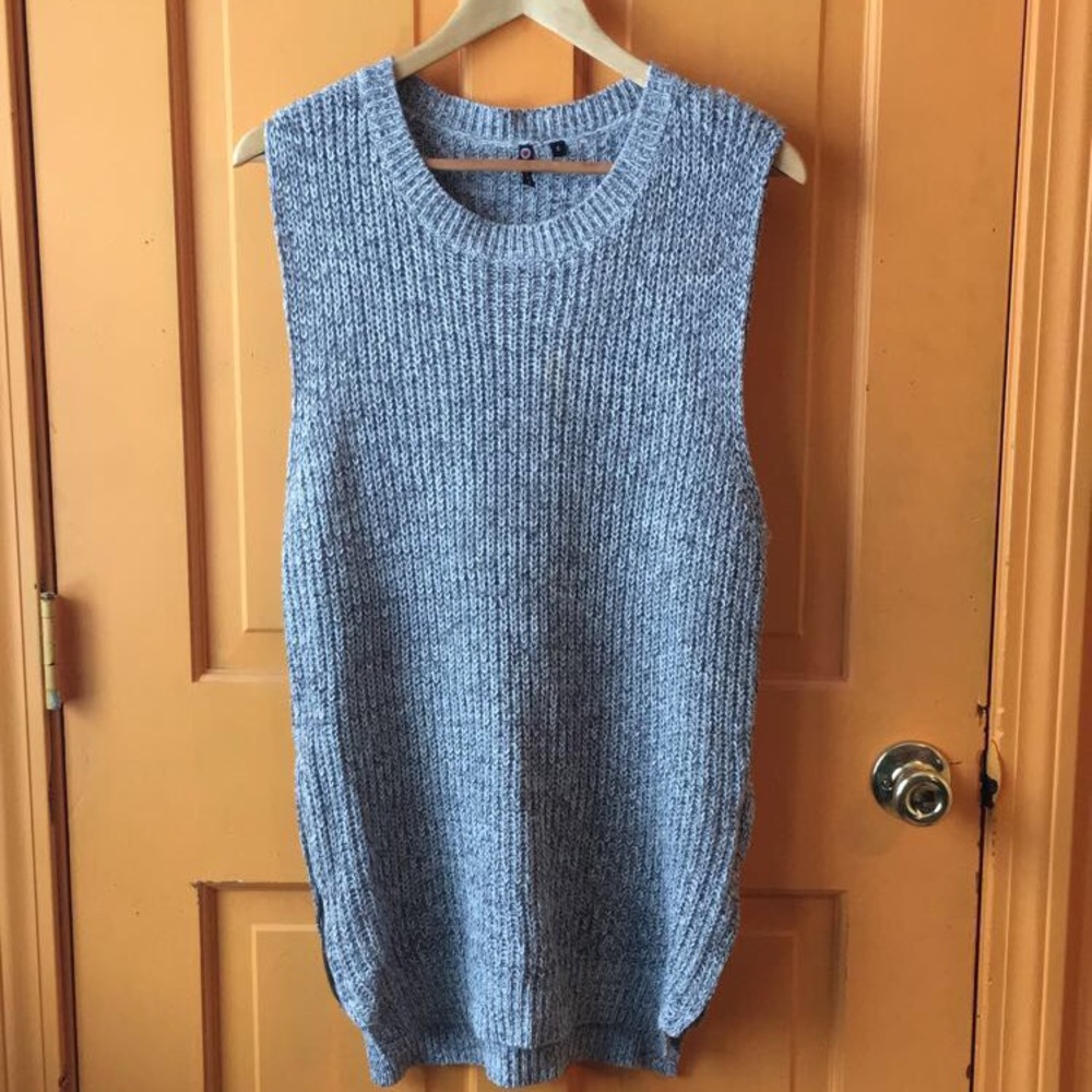 Gray tank sweater dress with zippers on both sides